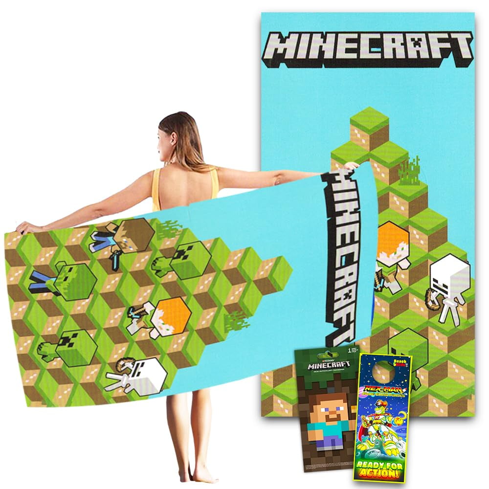 Set De Decoración De Toallas De Playa De Minecraft Con Pegatinas Para Niños