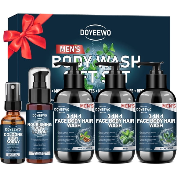 Set de regalo de gel de baño DOYEEWO para hombre con sándalo y eucalipto