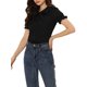 thumbnail image 4 of INSPIRE CHIC Blusa de Mujer para Regreso a Clases Cuello Vintage Peter Pan con Lazo Casual Linda Camisa de Algodón con Botones L Negro, 4 of 6