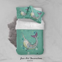 Milsleep - 3D Cartoon Cute Animal Whale Quilt Cover Set Bedding Set Duvet Cover