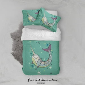 Milsleep - 3D Cartoon Cute Animal Whale Quilt Cover Set Bedding Set Duvet Cover