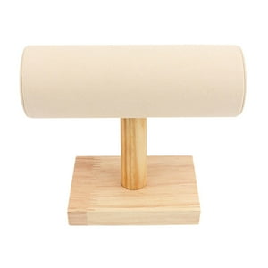Genérico - Soporte De Exhibición De Joyas Soporte De Almacenamiento Barra En T Reloj De Pulsera De Madera Escritorio Pequeño Beige