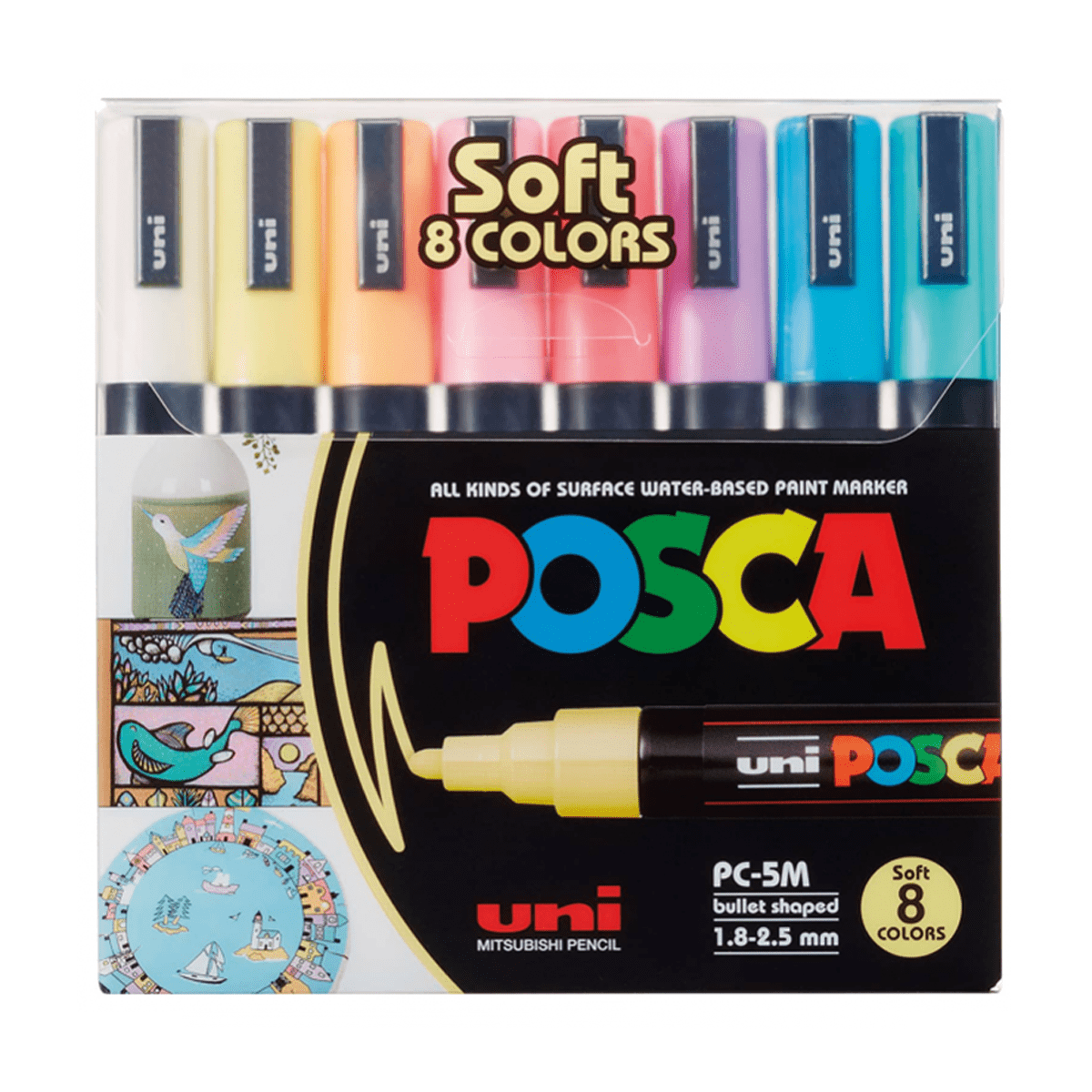 Marcadores Posca 5m Set 8 Colores Pastel