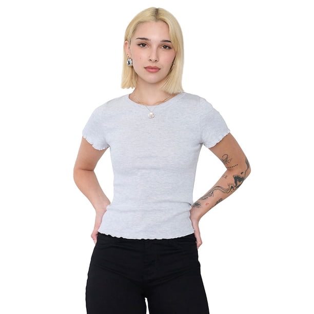 Polera Mujer Manga Corta Roulet Gris Corona