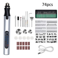 Jenabom - Juego De Bolígrafo Para Tallar En Miniatura De Mano, Que Incluye 74 Accesorios, Herramienta Giratoria Inalámbrica Multifuncional Recargable Por Usb, Adecuada Para Tallar Joyas, Vidrio Y Madera.