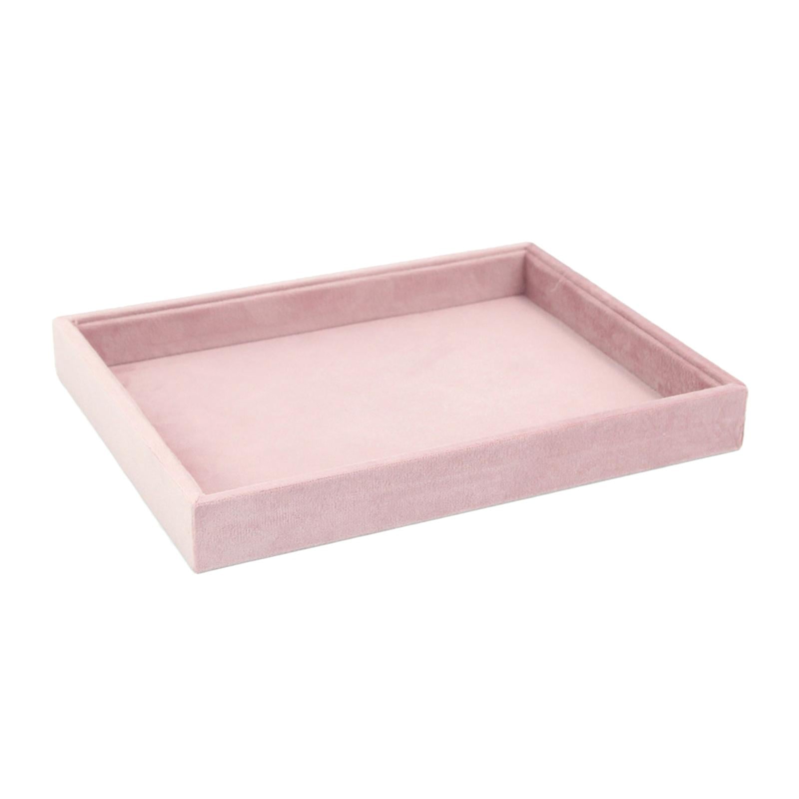 Ioensy - Organizador De Joyas, Exhibición De Joyas De Terciopelo Para El Hogar, Tienda, Regalos Para Niñas Y Mujeres, Bandeja En Blanco Rosa
