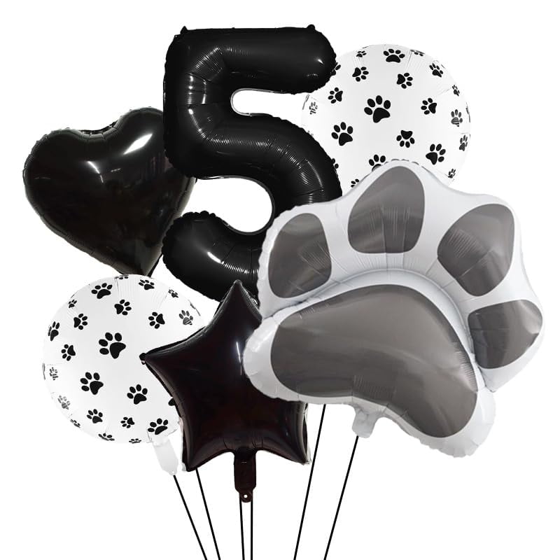 Antwhale - Set De Globos Con Estampado De Patas De Mascota En Blanco Y Negro
