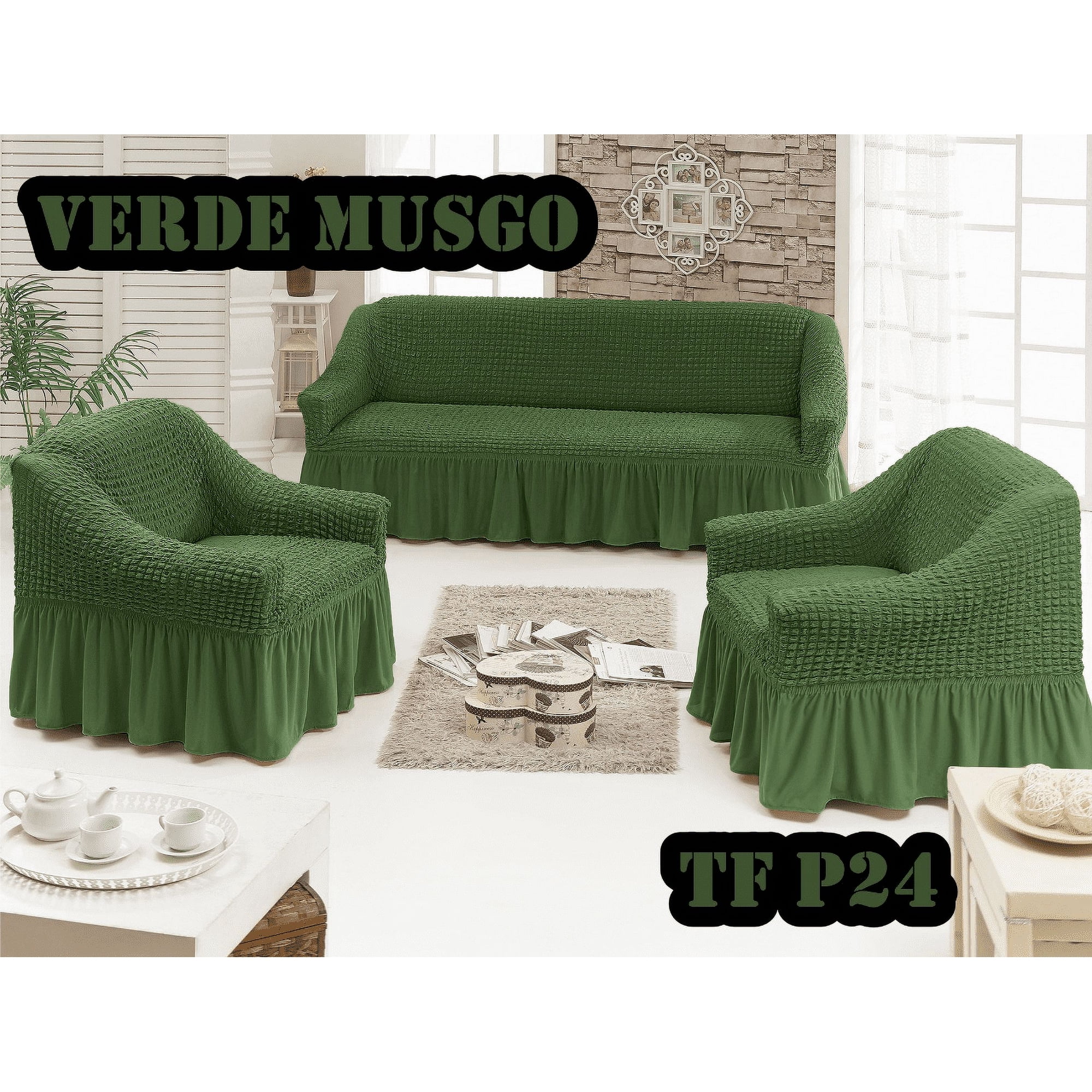 Angeles Del Hogar - Funda Cubre Sofa Sillon Cuadrille Turco 3 Piezas