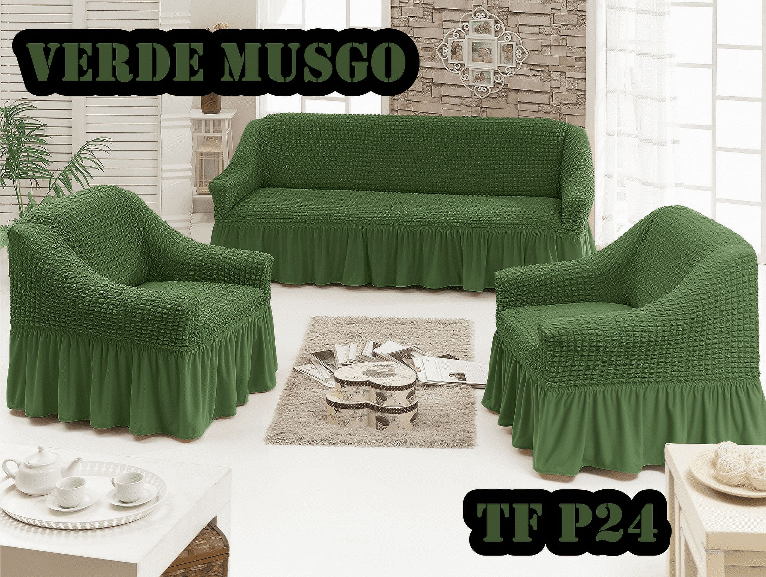 Angeles Del Hogar - Funda Cubre Sofa Sillon Cuadrille Turco 3 Piezas