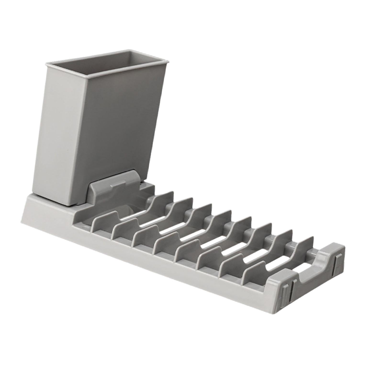 Magideal - Escurridor De Platos,estante De Cocina,ahorro De Espacio,soporte Plegable Para Cubiertos, Decoración, Escurridor De Platos, Bandeja Para Encimera De C Gris
