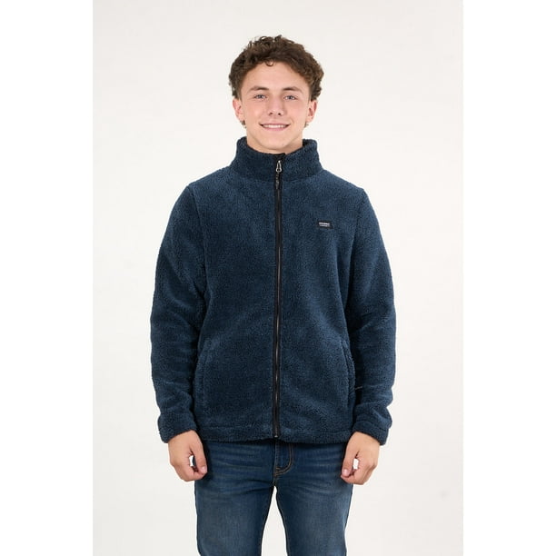 Poleron Bonded Shaggy Sin Gorro Azul Wi8300 Junior