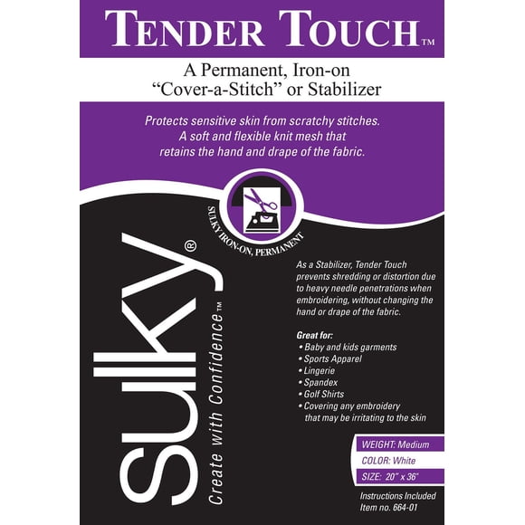Soporte termoadhesivo Sulky Of America Tender Touch, blanco, 20 x 36 cm
