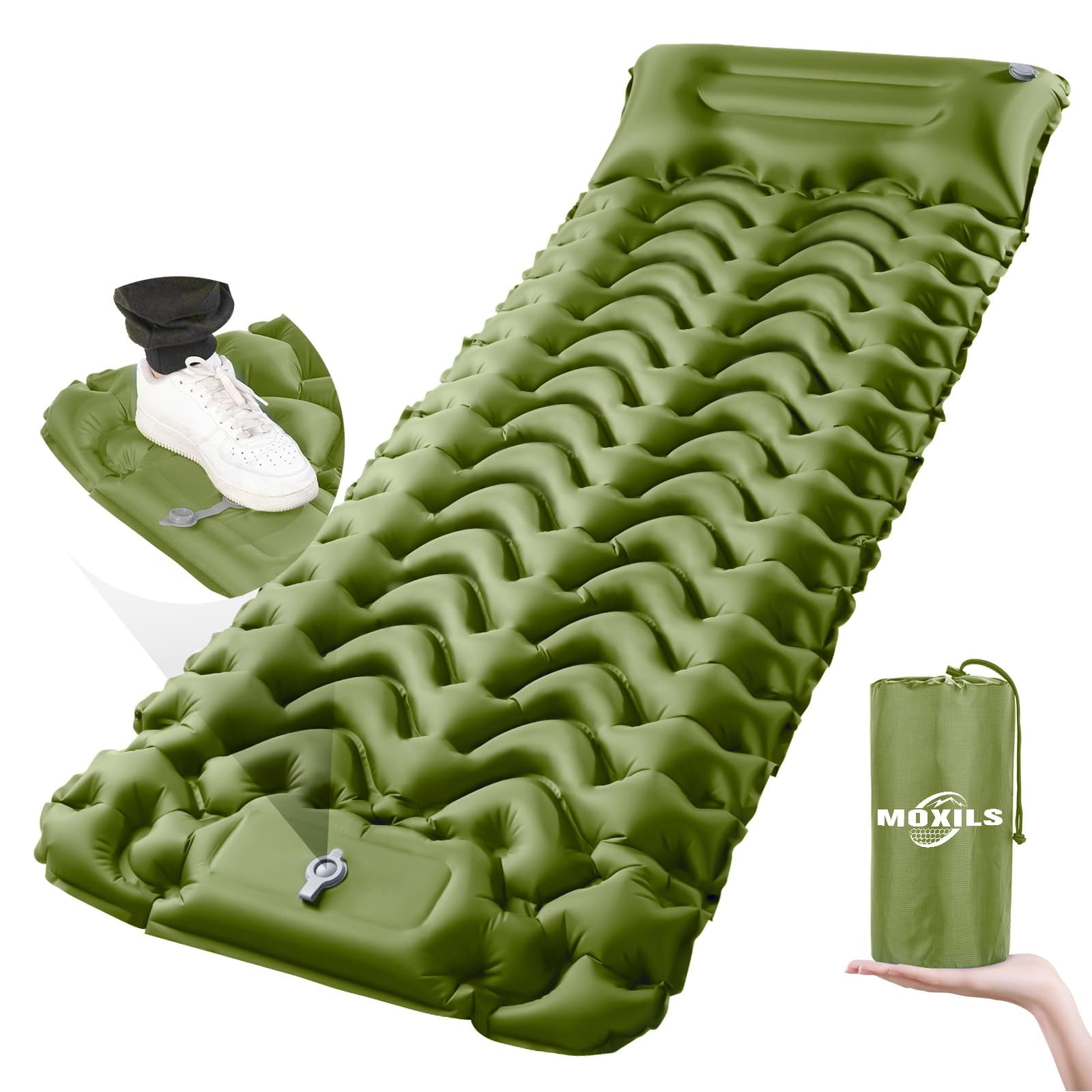 Colchón Inflable Ultraligero Moxils Para Dormir Con Bomba Integrada