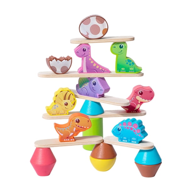 Clasificación Habilidad Desarrollo Inteligencia Juego Kits Apilamiento Bloques de construcción Apilamiento de madera Juguetes de dinosaurios para , dinosaurio