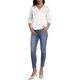 thumbnail image 2 of Blusa de satén INSPIRE CHIC para mujer con cuello en V dividido, manga 3/4 y botones L Blanco, 2 of 6