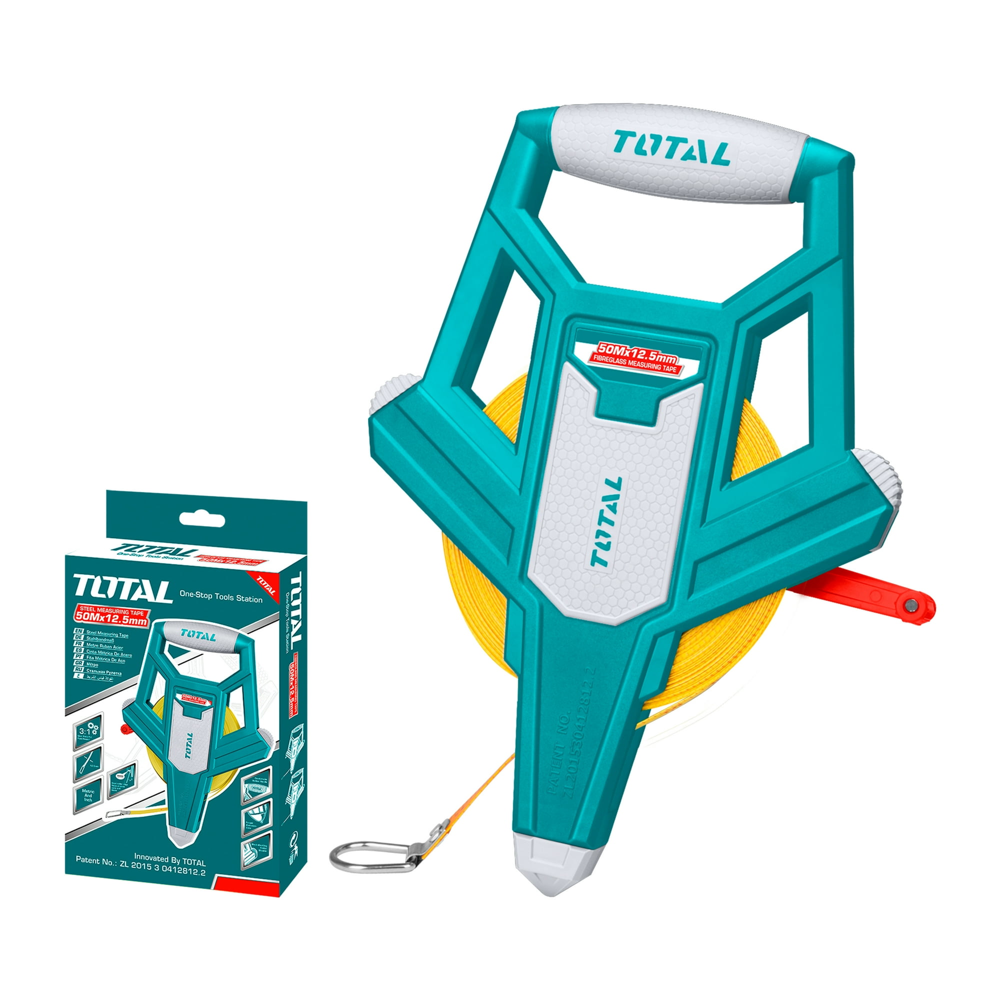 Huincha De Medir Fibra De Vidrio 50 M Con Asa Total