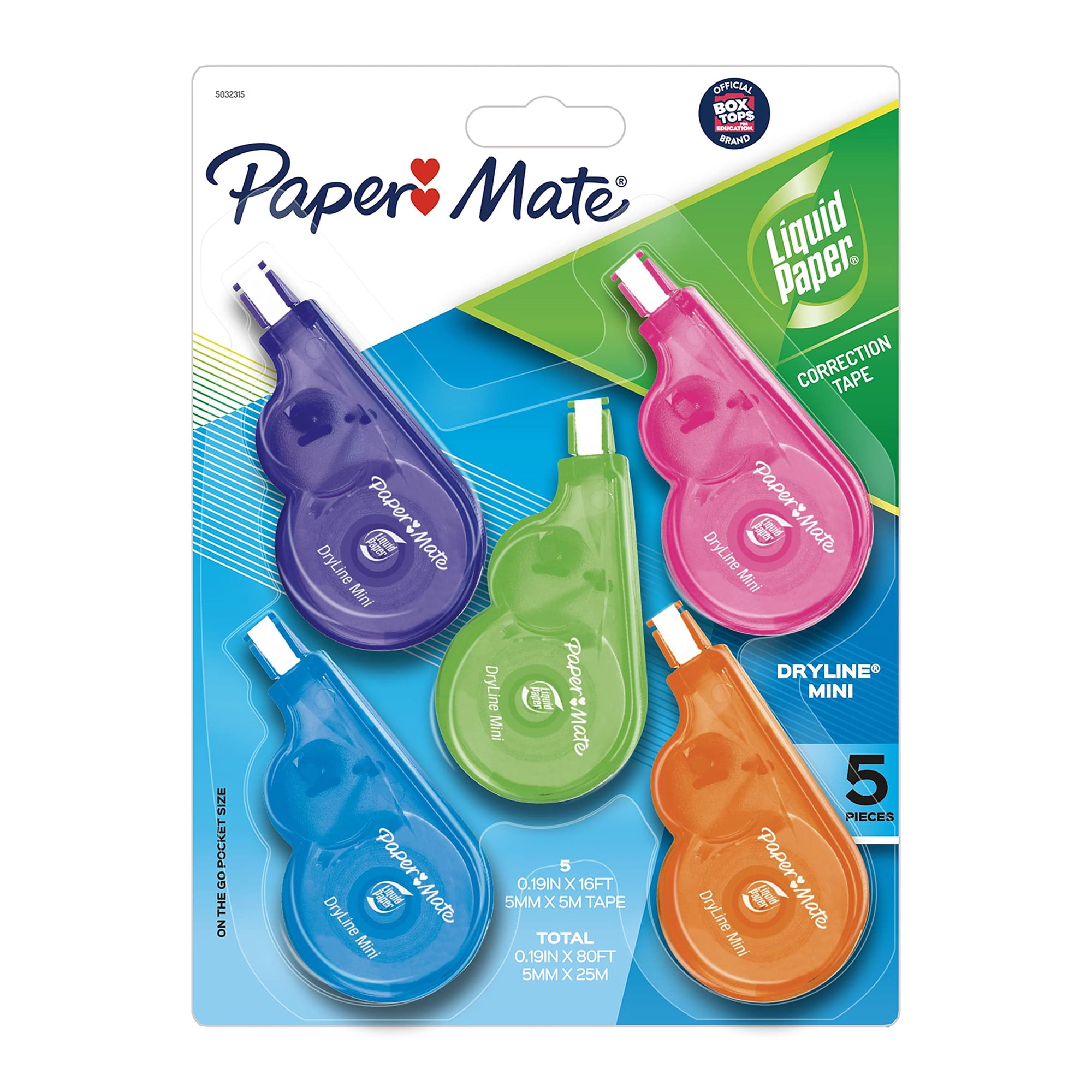 Cinta Correctora Paper Mate Liquid Paper Dryline Mini, 5 Unidades