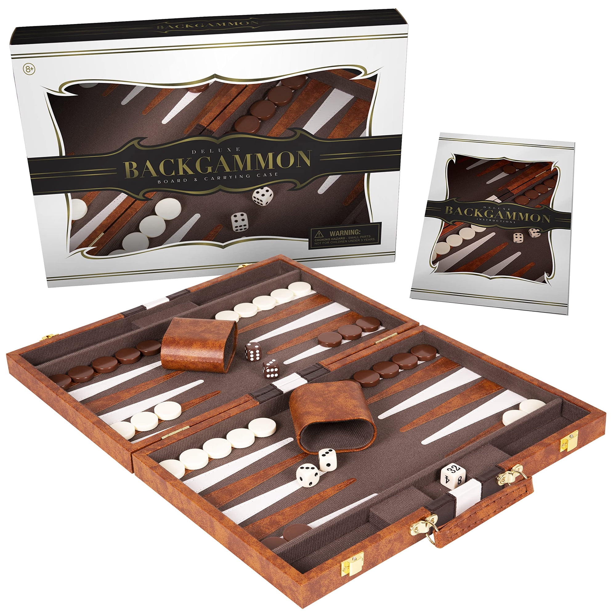 Set De Backgammon Crazy Games Classic Con Funda De Piel Marrón