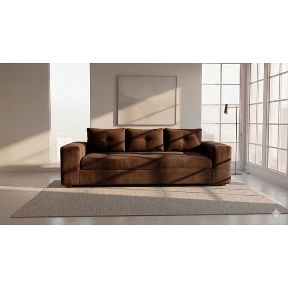 Sofa Praga 3 Cuerpos Felpa Chocolate
