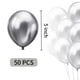 thumbnail image 2 of Globos Ztikug 50 piezas plateados metálicos de látex 13 cm, 2 of 6