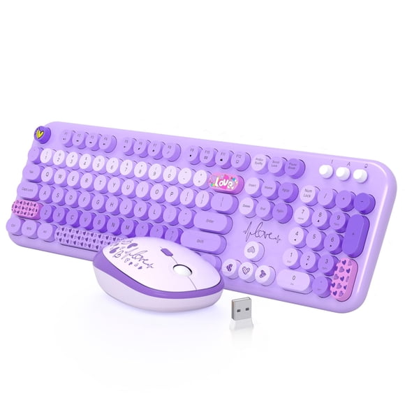 Combo de teclado y ratón inalámbricos MOFII 104 teclas redondas morado