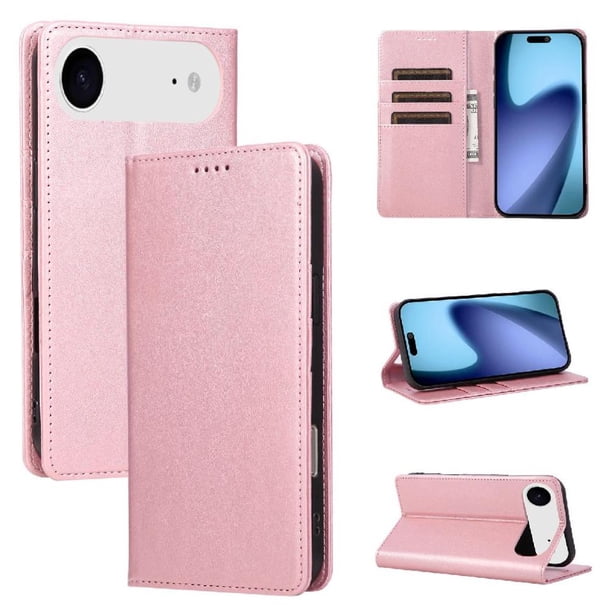Funda Cartera para iPhone Air con Ranuras Tarjetas y Soporte - Protección Completa Oro rosa