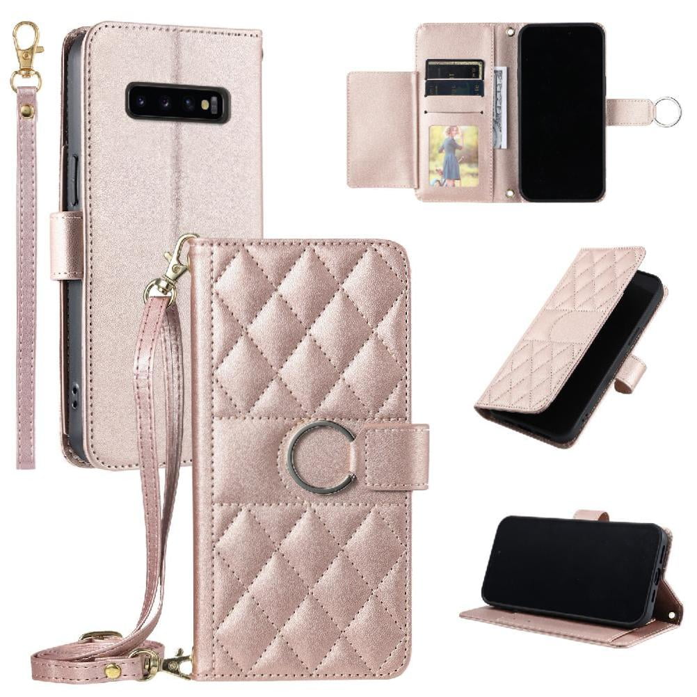 Funda Tipo Billetera Foxdock Para Samsung Galaxy S10 – Tapa Abatible Con Correa Para Mujer