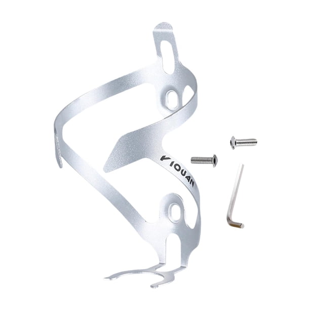 Soporte para botella de agua de bicicleta con tornillos y herramienta de llave, soporte portátil para botella de agua de bicicleta, soporte para bebid Plata