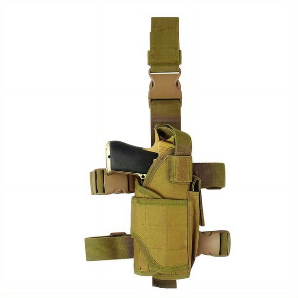 Get Ready for Action with our Outdoor CS Camouflage Shooting Sleeve and Tactical Leg Rig with Detachable MOLLE Pouches and Adjustable Strap!