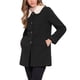 thumbnail image 4 of Abrigo de invierno para mujer con botonadura sencilla, abrigo hasta el muslo, cuello contrastante, chaquetón XS negro, 4 of 6