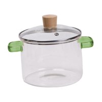 Magideal - Tazón De Vidrio Para Fideos, Tazón De Sopa De Vidrio Con Tapa Y Asa, De Vidrio Para Cocinar, Tazón Transparente Para Cereales, Para Té, Pasta, Mango Verde