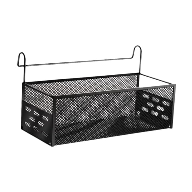 Cesta colgante de almacenamiento para dormitorio, elegante cesta colgante de metal para cama, soporte para teléfono, libros, artículos para el hogar y Negro