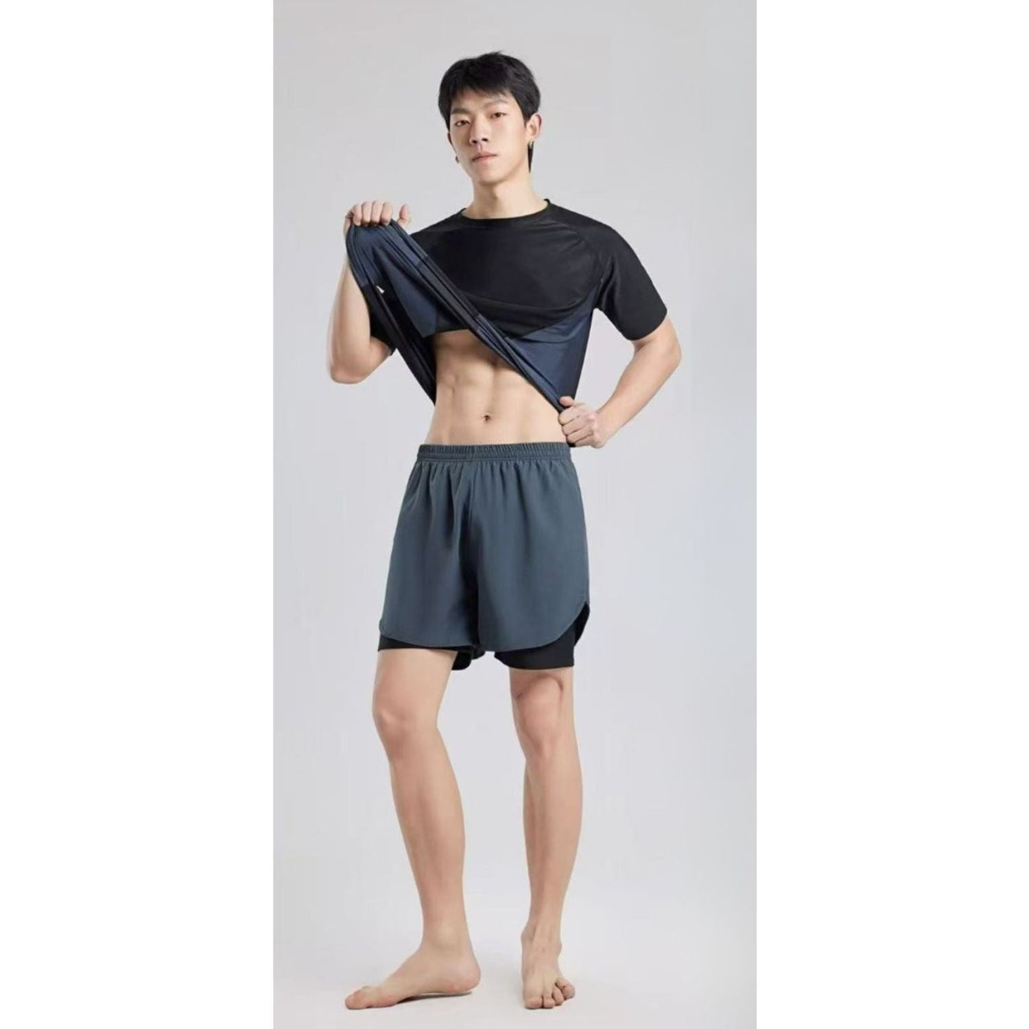 Likeshop - Conjunto De Baño Hombre Short Polera Y Gorro Secado Rápido 8001