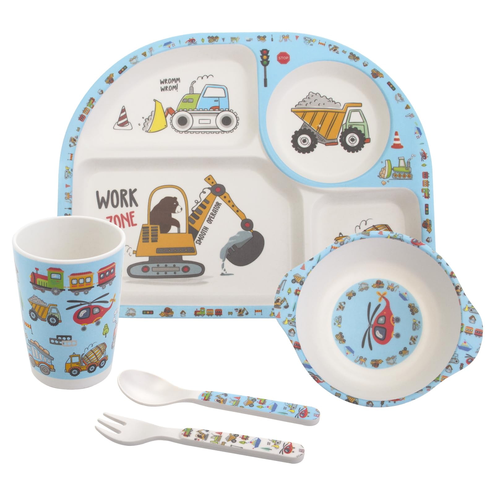 Xusx111 - Conjunto De Alimentación Para Niños 5 Piezas, Conjunto De Vajillas Para Niños Pequeños Incluye Plato Cuenco Taza Tenedor Y Cuchara Utensilios Platos, Platos Para Niños Set Lavavajillas Caja