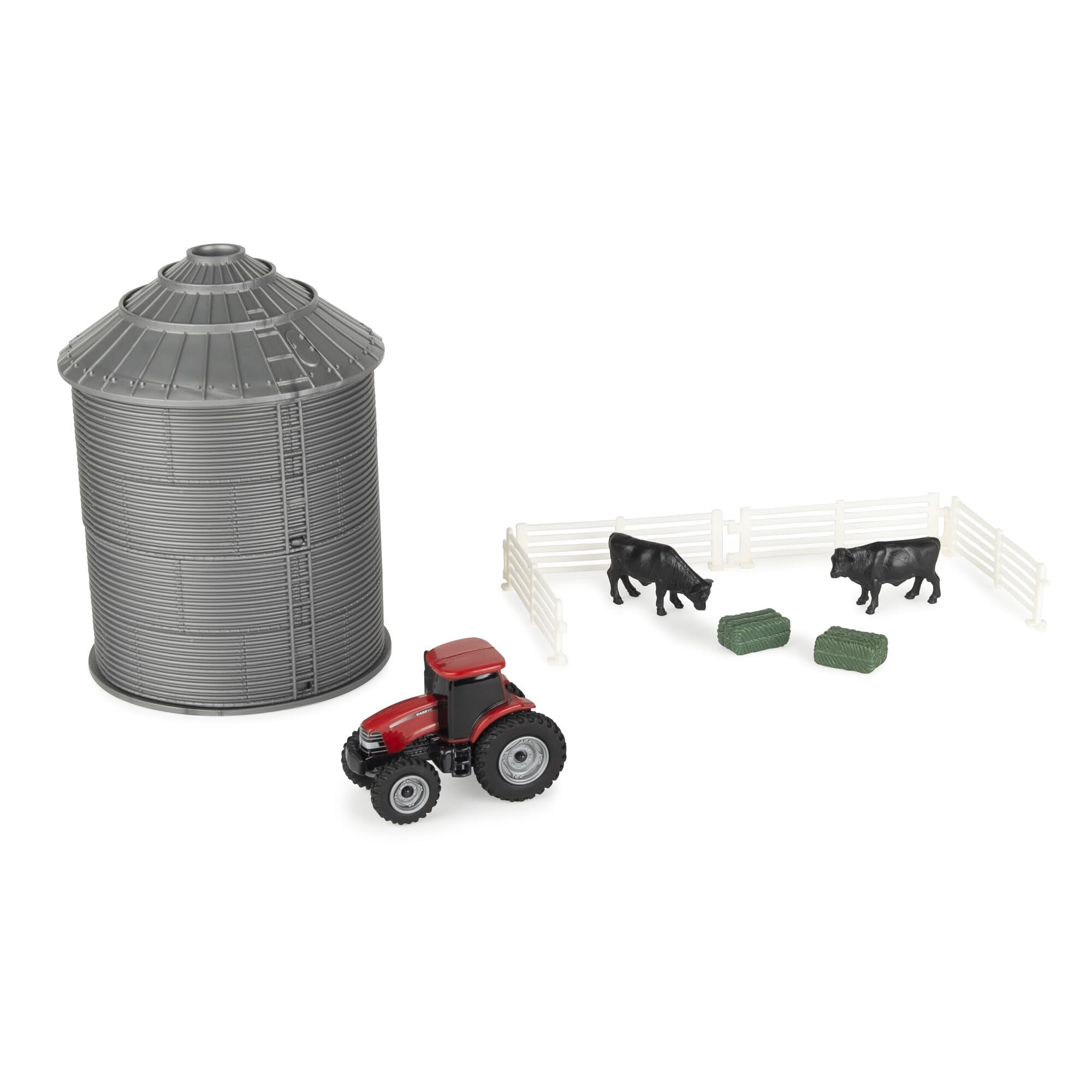 Set De Juguete Ertl Case Ih Con Silo De Grano, Tractor Y Animales