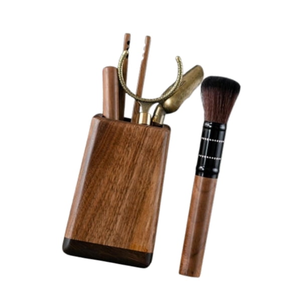 Juego de té tradicional de Kung Fu, herramienta para té de nogal, pinzas para té de madera, cuchara para té, herramienta para hacer té, accesorios par marrón y negro