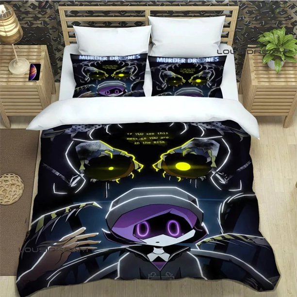 v97 Bed Sheets Murder-Drones Cartoon Bedding Set,Duvet Cover Bed Set Quilt Cover Pillowcase,King Queen Twin Size Boys Girls Adults 3-Piece Bedding Set (1 Duvet Cover + 2 Pillow Shams) Bed Sheets ju97