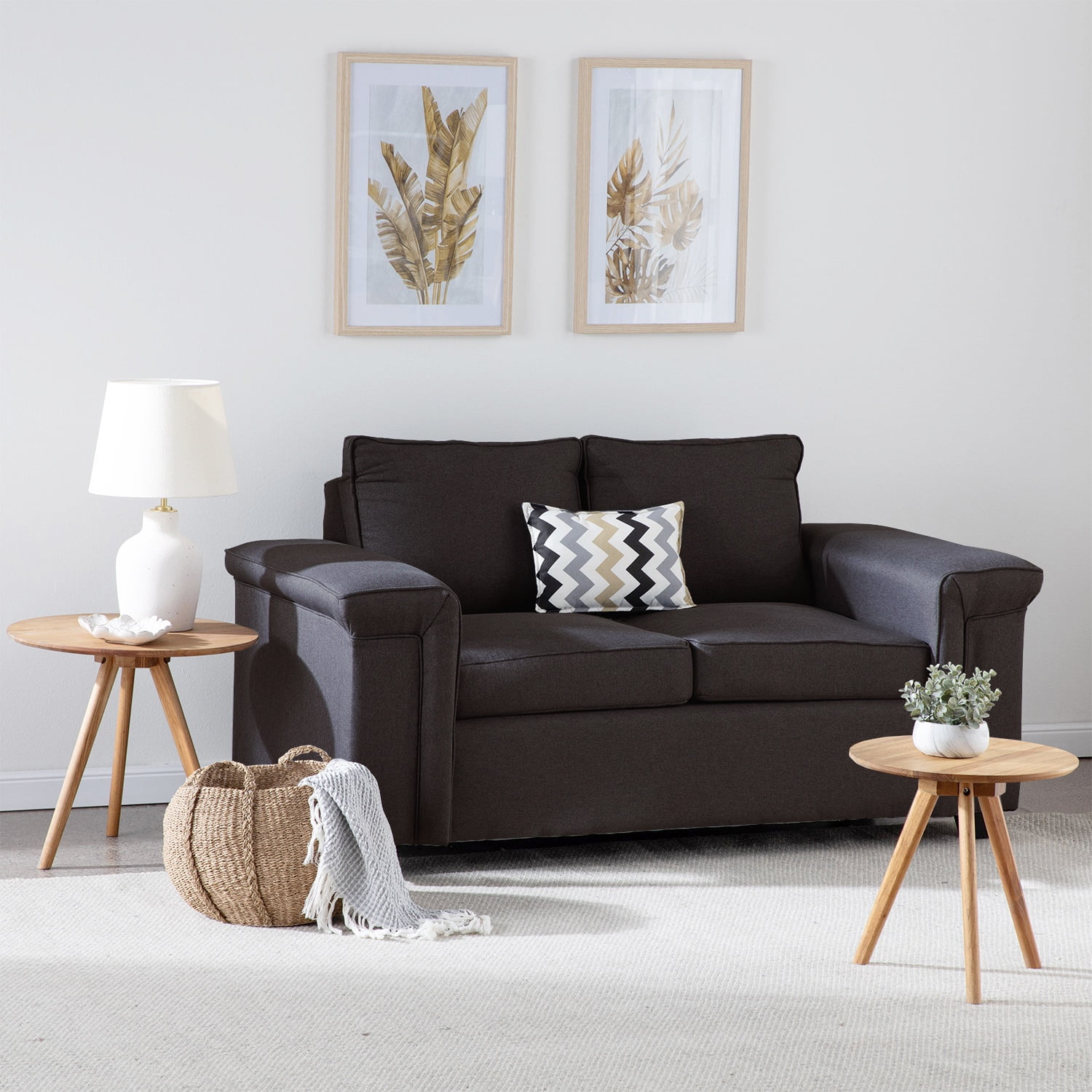 Muebles Cottoni - Sofá 2 Cuerpos Sicilia Tela Chocolate