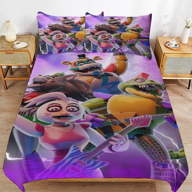 x285 Five Nights at Freddy's Bed Duvet Cover Microfiber Bedding Sets 3D Printed Lightweight 3 Piece Comforter Sets, 1 Duvet Cover And 2 Pillow Shams for Kids Boys Girls 79"x90" jn285