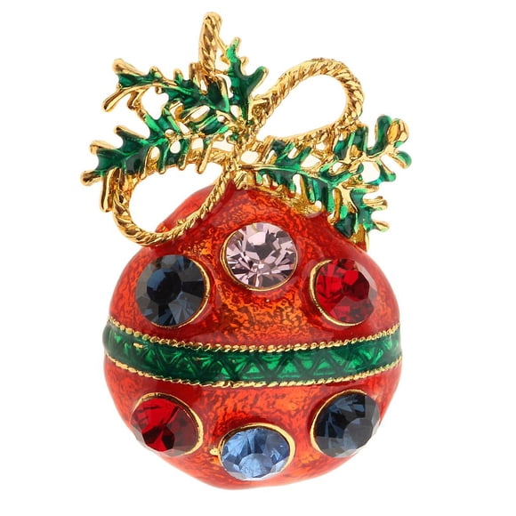 Broche Con Forma De Fruta Navideña De Cristal De Diamantes De Imitación Y Colgante De Joyería Num