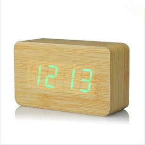 Concepts Life - Reloj Despertador Digital De Madera Luz Led Verde