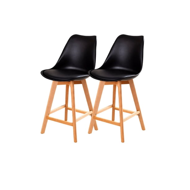 Pack 2 Taburetes Tulip Wood Acolchado 66cm - Negro