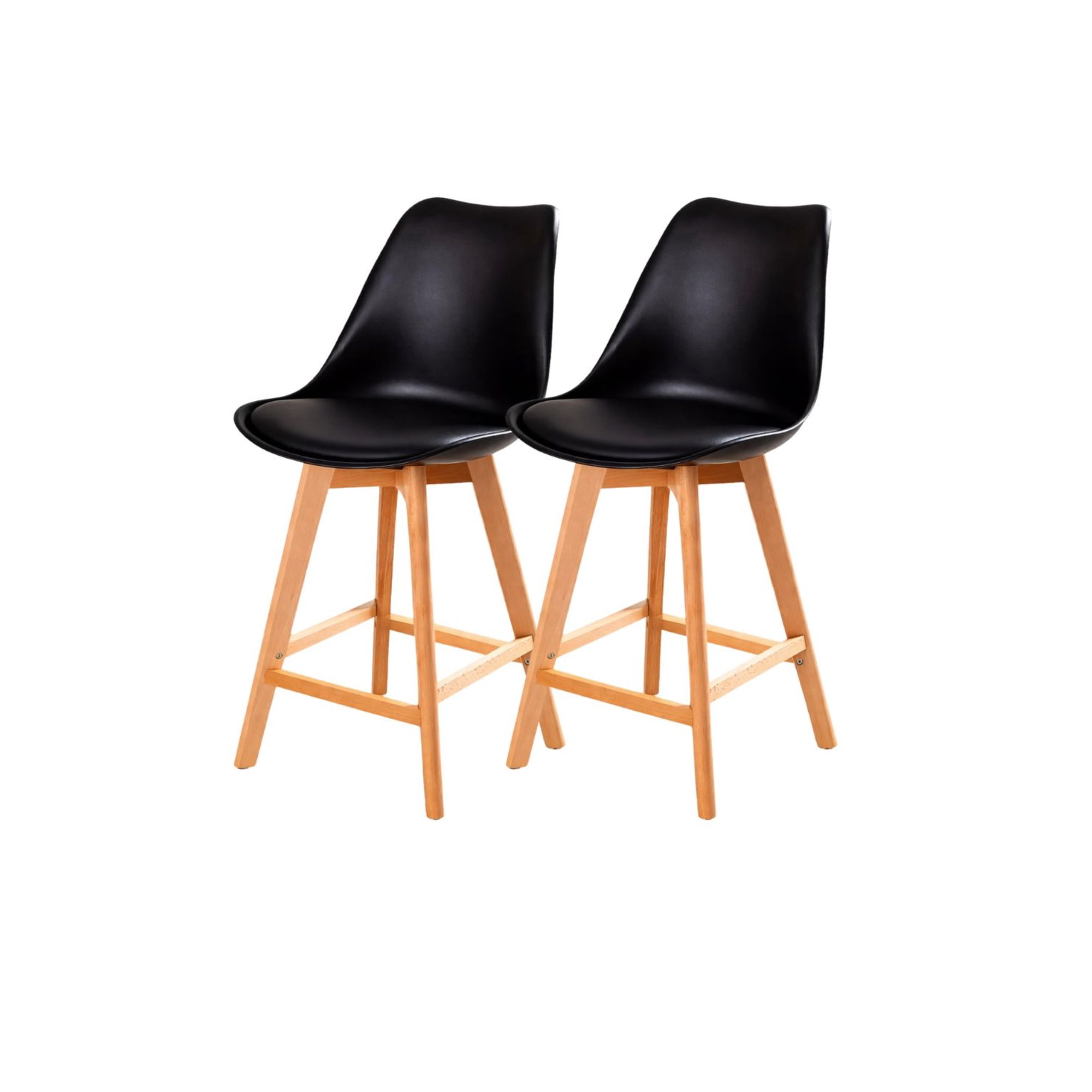 Habita2 Chile - Pack 2 Taburetes Tulip Wood Acolchado 66cm - Negro