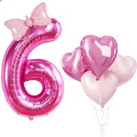 Globo Florisland Enorme Rosa Con El Número 6 Para Niñas Que Cumplen 6 Años