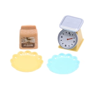 Bothyi - 4 Uds. 1:12 Casa De Muñecas En Miniatura, Báscula De Cocina, Platos Para Bolsa De Harina Para Comedor