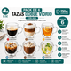 thumbnail image 1 of Pack 6 Tazas Doble Vidrio con Asa 250ml | Térmicas Café Frío y Caliente, 1 of 2