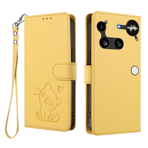 Funda de Gato tipo Libro para Nothing Phone 3, Amarillo