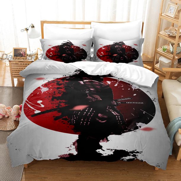 Oni Mask Samurai Tattoo Bedding Set Single Twin Full Queen King Size Bed Set Aldult Kid Bedroom Duvetcover Sets 3D Print Cool Bed Sheets