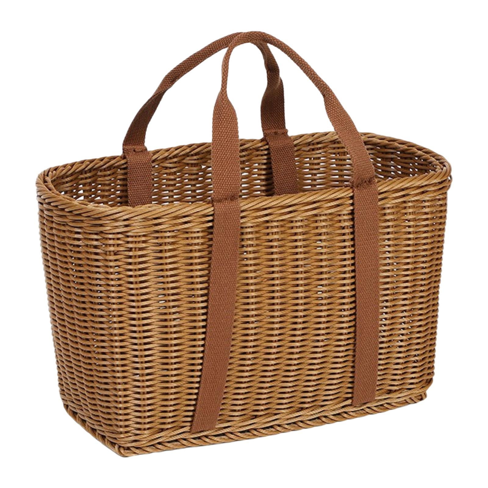 Magideal - Cesta De Almacenamiento Tejida A Mano Con Asa, Cesta De La Compra Para Jardinería, Organización De Necesidades Diarias, Cesta Portátil Para Frutas Y