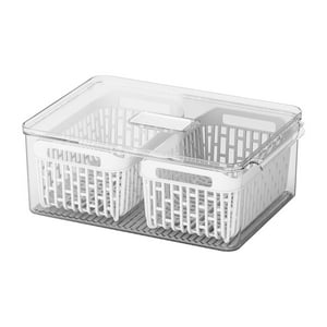 Coza - Organizador De Refrigerador Con 2 Cestas 6,7L Cristal Blanco